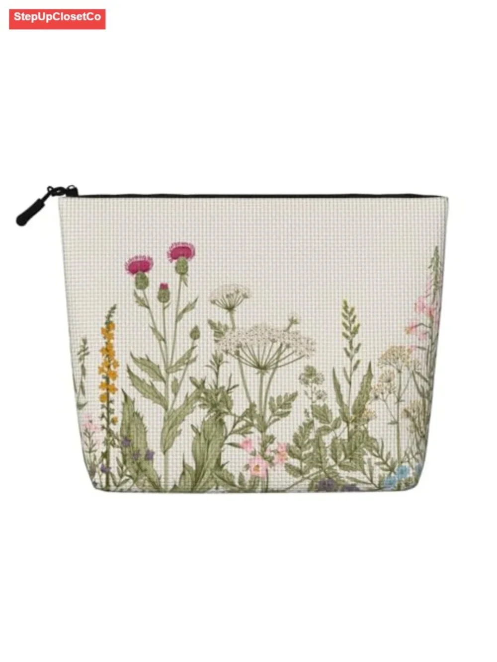 Vintage Floral Cosmetic Bag Splash-Proof Large Capacity Travel Toiletry Zipper